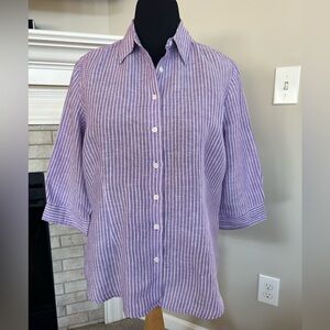 Purple Striped Linen Shirt